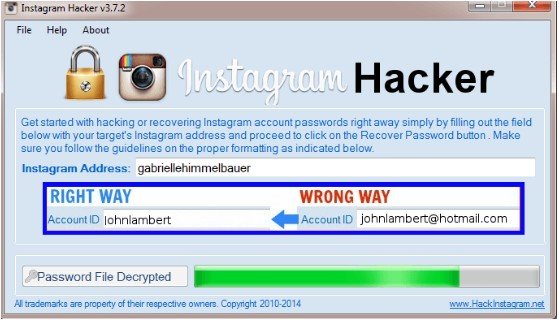 instagram password and username hack
